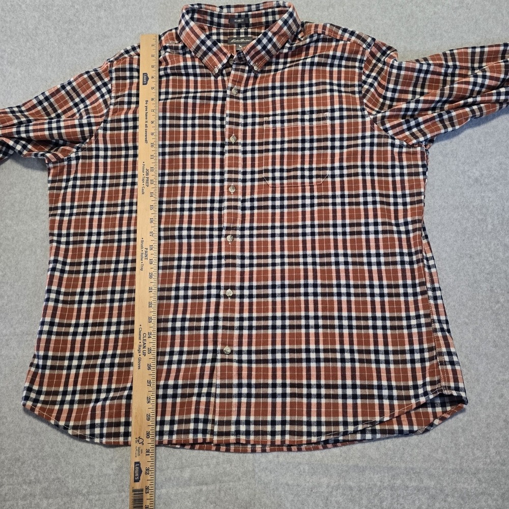 Eddie Bauer Button Down Shirt Mens 2XL Brown Plaid Relaxed Fit Gorpcore Outdoors - Picture 8 of 12